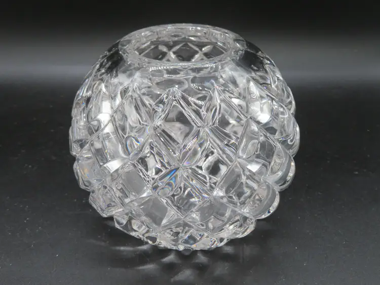 Vintage EAP Glass Rose Bowl Vase with Diamond Cut pattern 4.5" tall 1