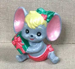 Handmade Vintage Mouse Ceramic Figurine Christmas Kitsch Holiday Cute Twee Fun