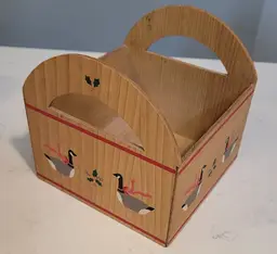 Hallmark Christmas Geese Red Ribbons Wooden Napkin Tray Korea