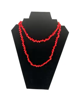 Red Beaded Necklace 17” Long