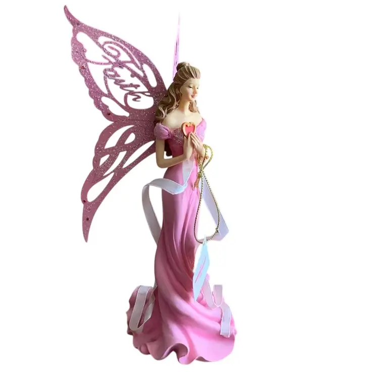 333. Gorgeous “Faith” The Hamilton Collection, Thomas Kinkade "Wings of Hope" Collection, featuring a pink-clad Fairies 🧚 Holding A Beautiful Red Heart