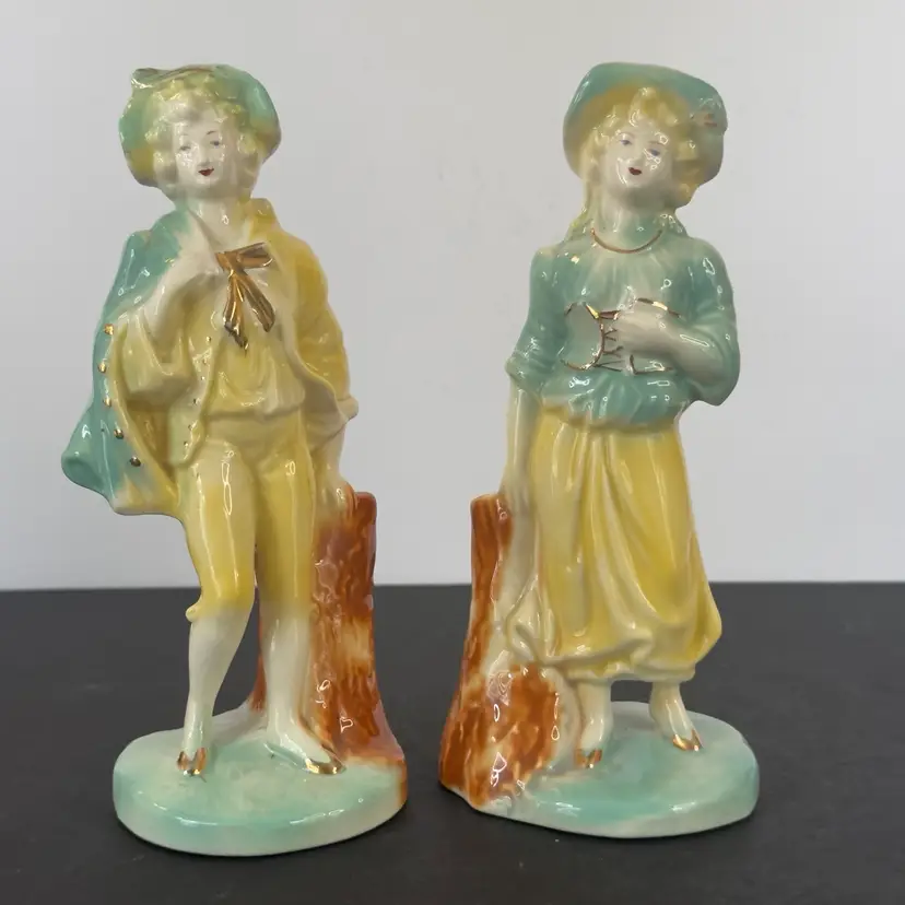#1138 Vintage Stanford Pottery, Sebring Ohio, Dutch Colonial Figurines, 1950S, Man And Woman