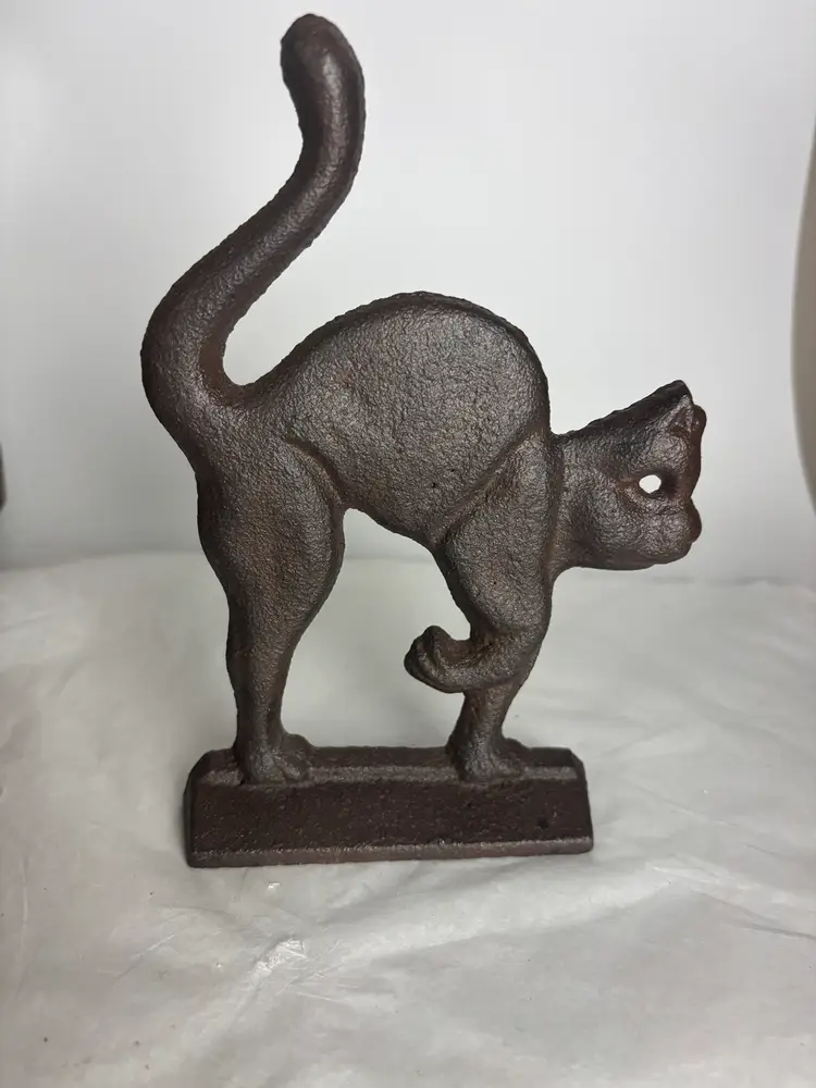 Set Of 2- Cast Iron Cat Door Stop Decor 6”
