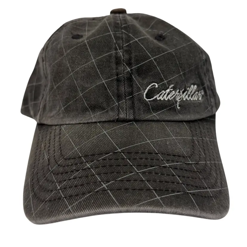 Caterpillar CAT Brand Embroidered Black & White Plaid Adjustable Unisex Hat
