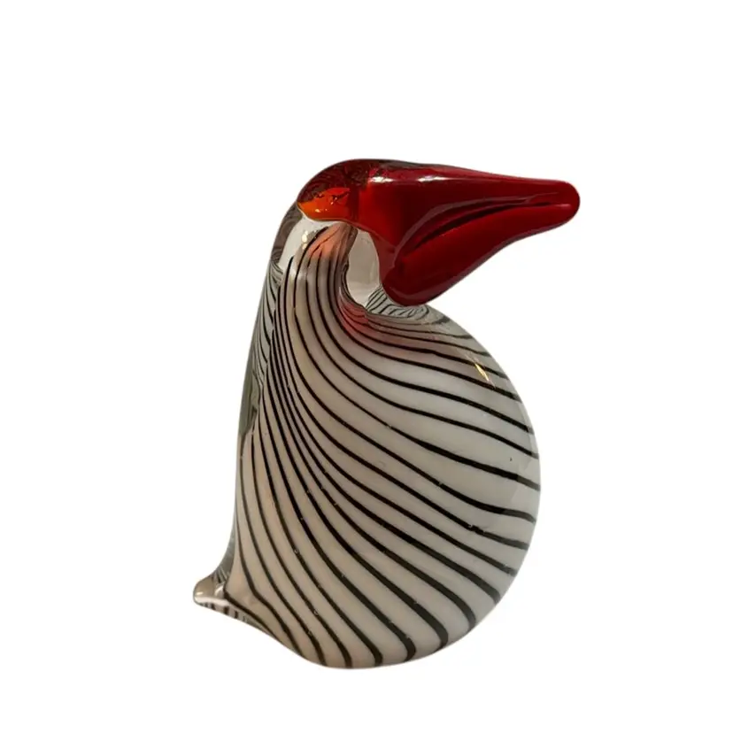 Clearly This Is An Art Glass Christmas Zebra Bird Paperweight - 5”