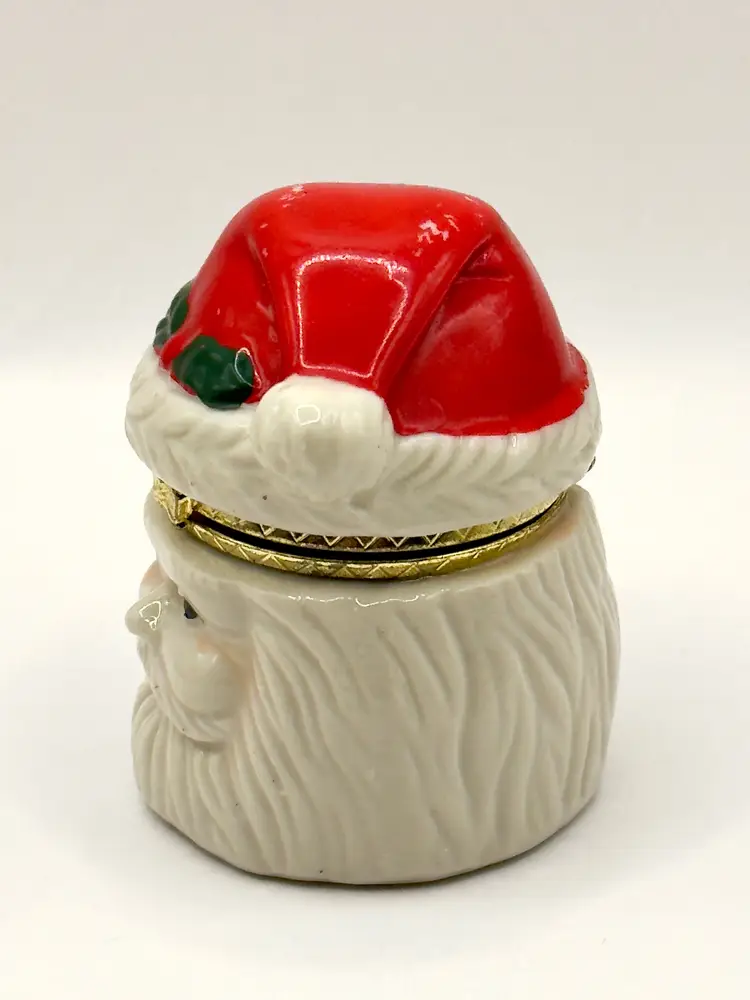 Vintage Porcelain Santa Claus Head Hinged Trinket Box, Christmas Holiday Decor Jolly Fellow, Unbranded, Made In China