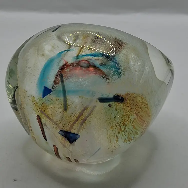 Vintage Signed Leslie Moody, of Phoenix Glass,  Freeform Art Glass Paperweight, Scarce!