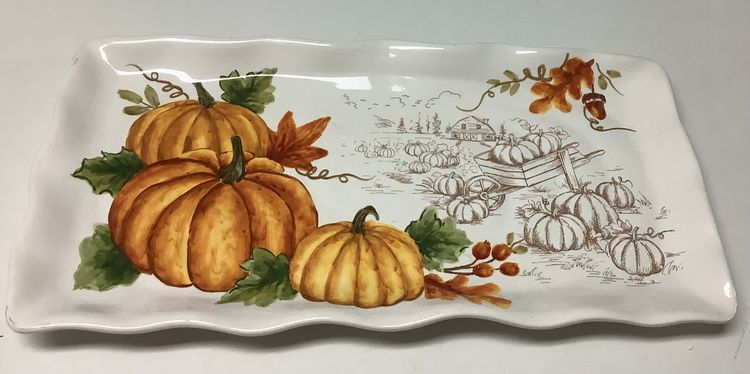 Autumn Pumpkin Ceramic Tray Maxcera