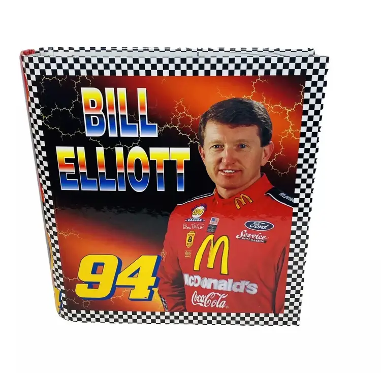 Vintage 90s Nascar Driver Bill Elliot School 3 Ring Binder Notebook