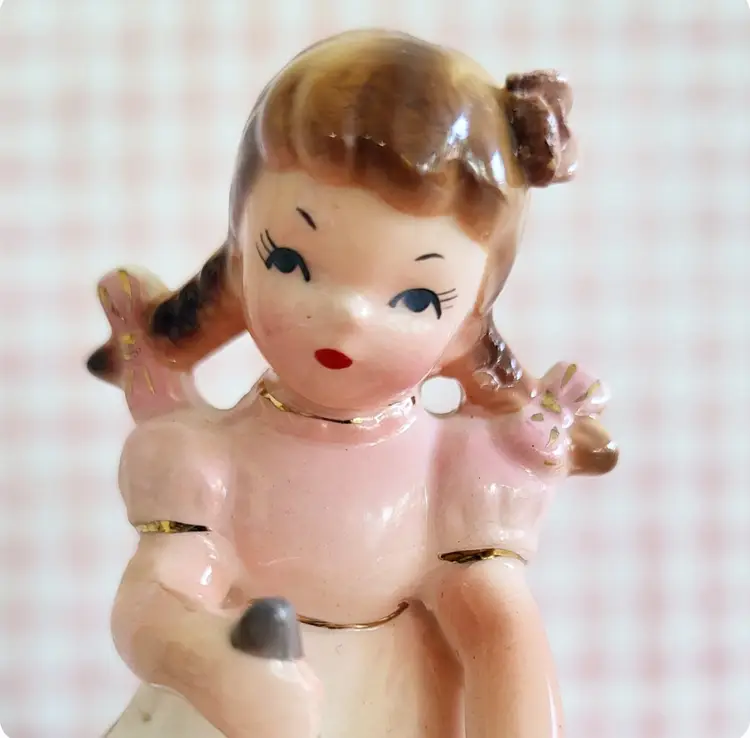 Vintage Nikoniko Japan Cooking Girl Figurine