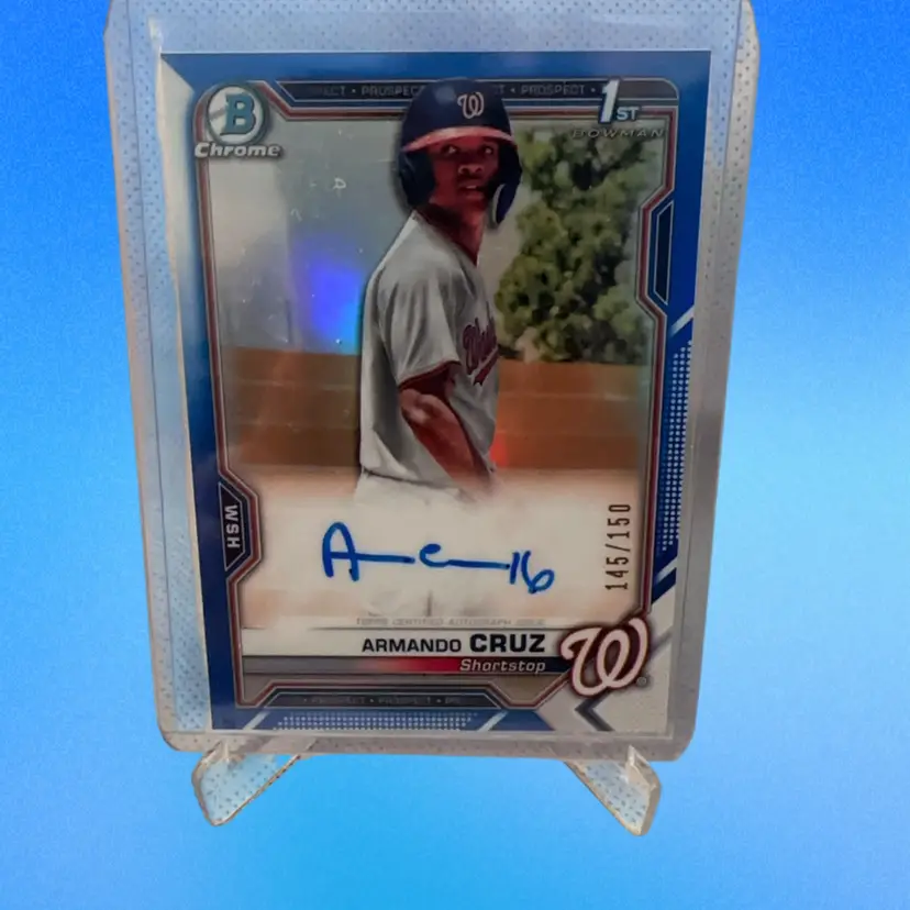 Armando Cruz 1st Bowman Chrome Blue Auto /150 Washington Nationals