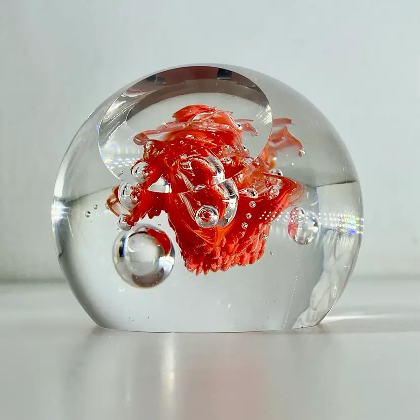 #01 HONDA Promotional EGERMANN Czech PEEBLE Paperweight 2.5”x2” In Height Bohemian Glass GALACTIC swirl w/Viewing Window