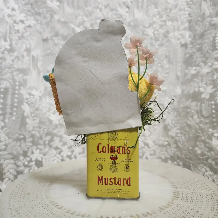 Vintage Easter Chick Assemblage with Bottle Brush Tree