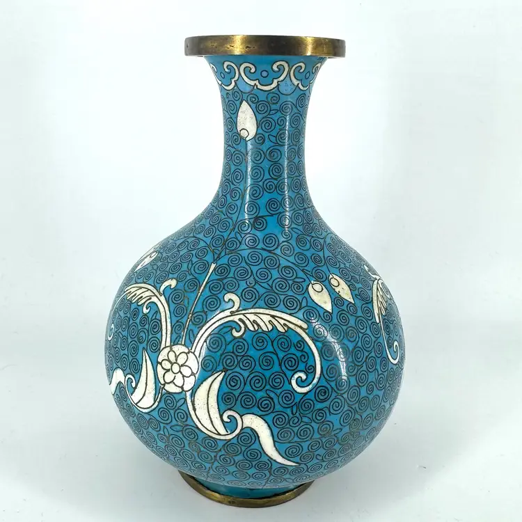 Brass Blue Cloisonne Vase (AS IS)