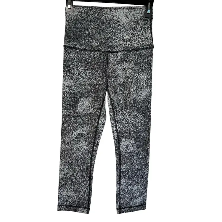 Lululemon Wunder Under High Rise Crop 23” Leggings Pants Jacquard Black Size 6