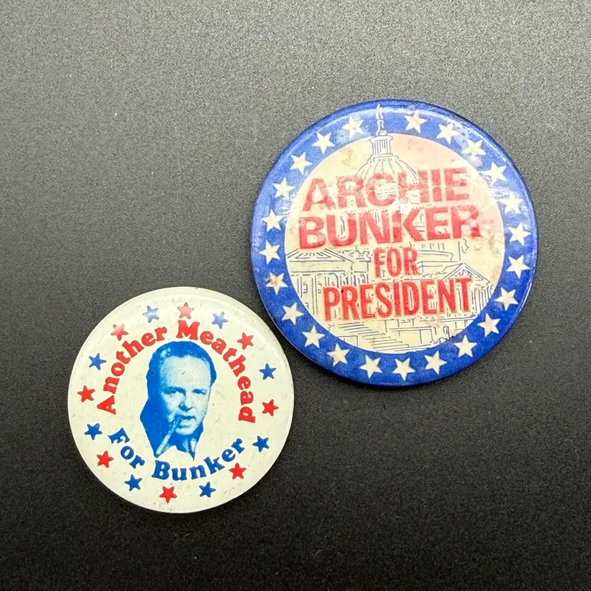Vintage 1972 ARCHIE BUNKER FOR PRESIDENT Button Pin Pinback Novelty Political