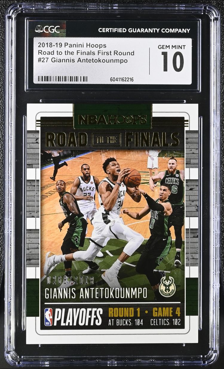 2018-19 Panini Hoops Giannis Antetokounmpo Road to the Finals #/2018 CGC 10