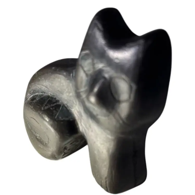 Hand Made Pottery Folk Art Black Cat