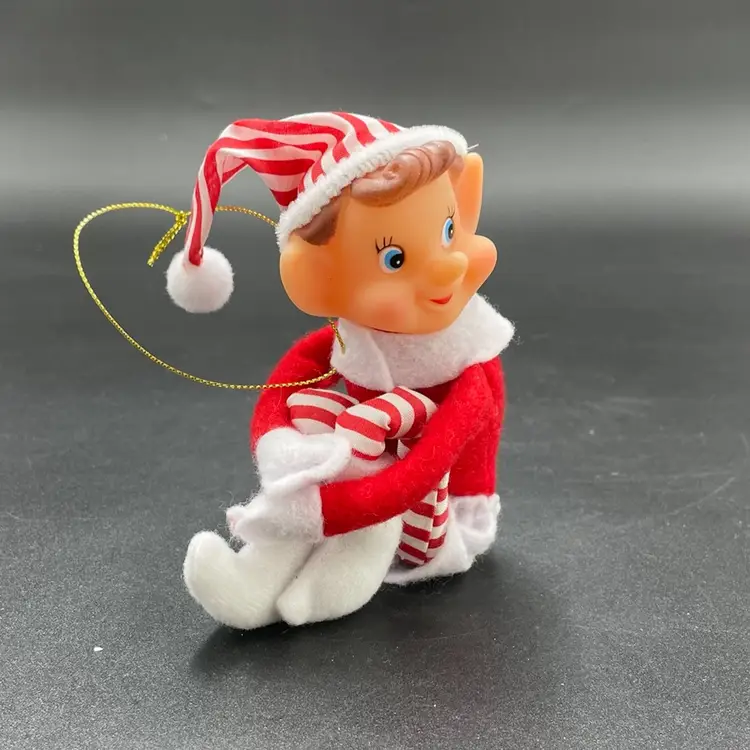 Knee Hugger Elf Pixie Vintage Hanging Christmas Ornament Kitsch Kitschy