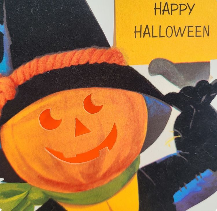 Vintage Hallmark Halloween Oversized Flocked Tent Card