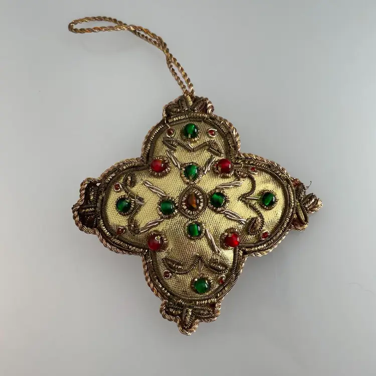 Royal Collection Trust ? Embroidered Cross Christmas Ornament Glass Beads 3.5"
