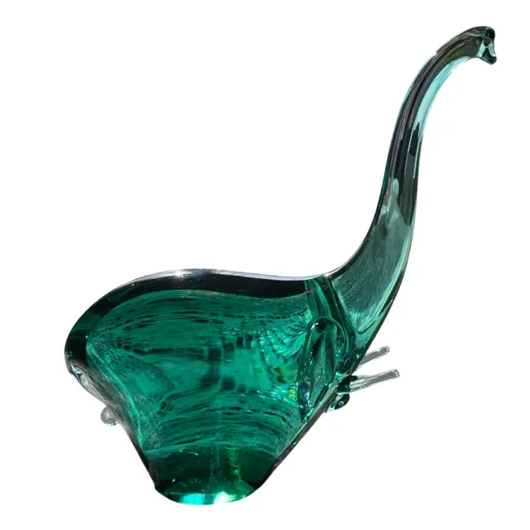 Hand Blown Teal Art Glass Elephant - Italy