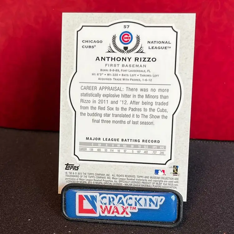 Anthony Rizzo 2013 Topps Museum Collection Green 48/199 Chicago Cubs