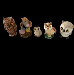 Choice Of One Small Vintage Assorted Owl Figurines 2” - 3.75” In Size