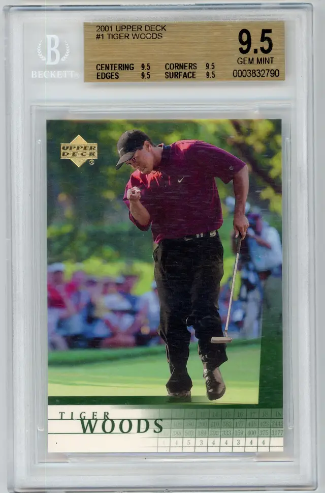 2001 Upper Deck TIGER WOODS RC Rookie #1 GOLF BGS 9.5 GEM MT