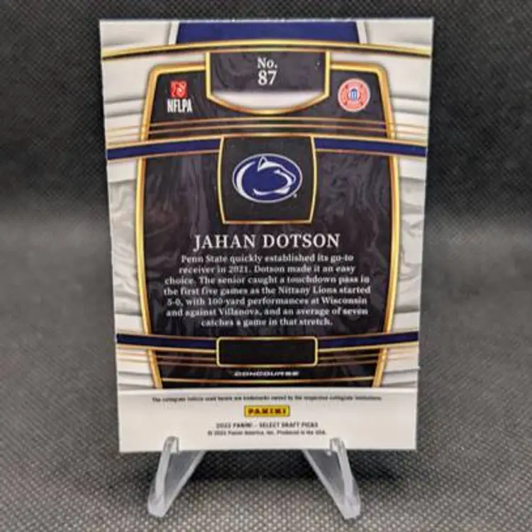 Jahan Dotson 2022 Panini Select Draft Picks Rookie Card RC #87 - Penn State Nittany Lions