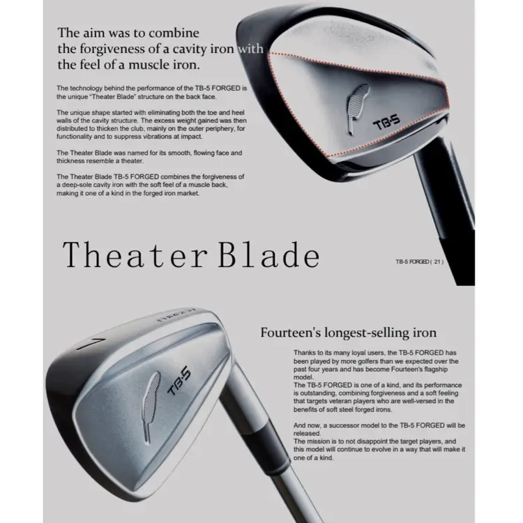 Fourteen TB-5 Irons 5-PW (Regular or Stiff)