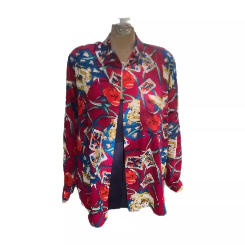 Vintage 1980's  Kitschy Martinique Button Up Playing Cards Sewing Machine Roses