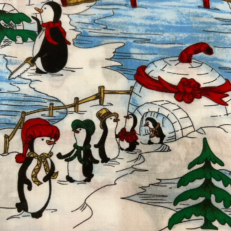 Fat Quarter Of Penguin Scenic Christmas Fabric