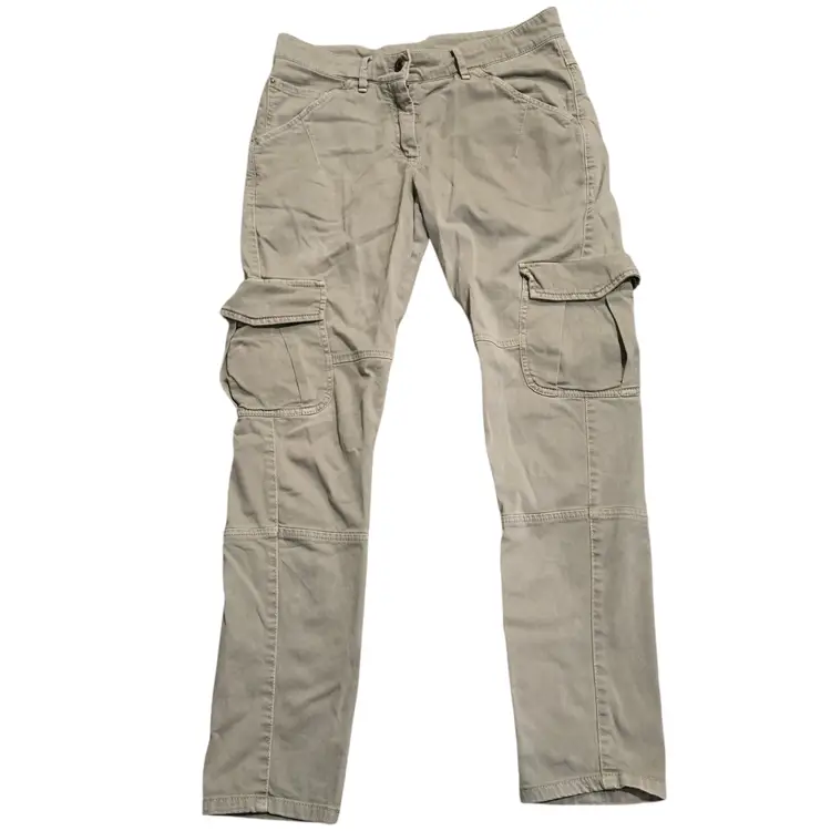 Gunex Italy Women's Cotton Cargo Casual Ankle Pants Light Green Sz 6 IT Sz 42