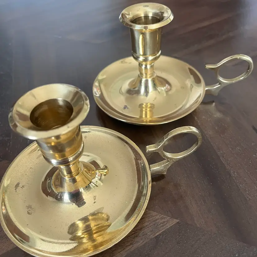 Set Of Brass Chamber Stick  Candle Holders  3.5”