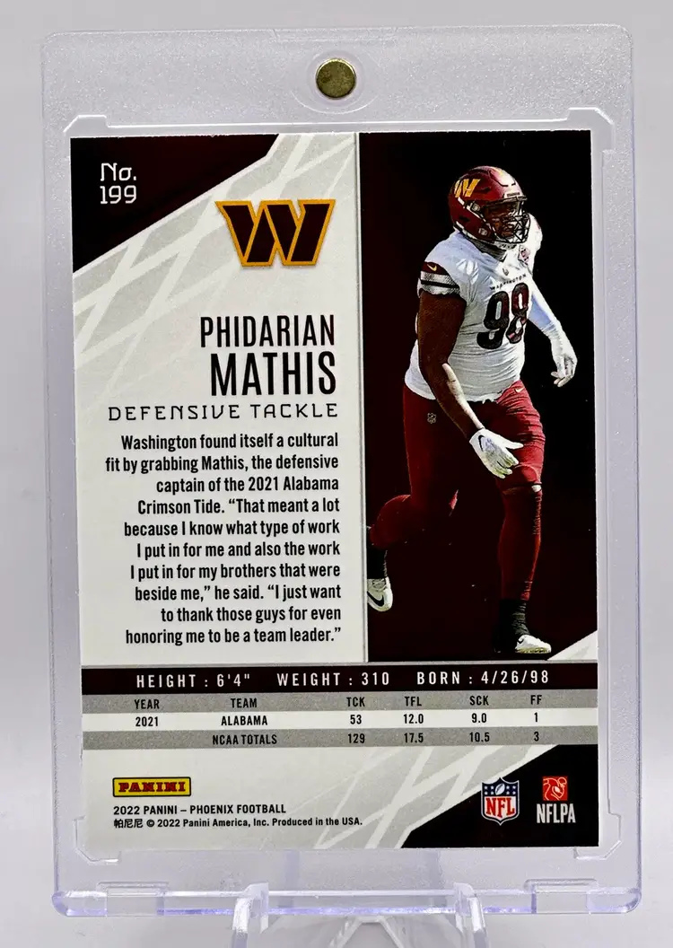 Phidarian Mathis 2022 Phoenix Rookie CASE HIT SSP Donut Sprinkles Washington Commanders Alabama Tide