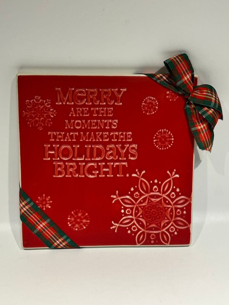 Hallmark Christmas Trivet- "Merry Are the Moments"- 6” Square