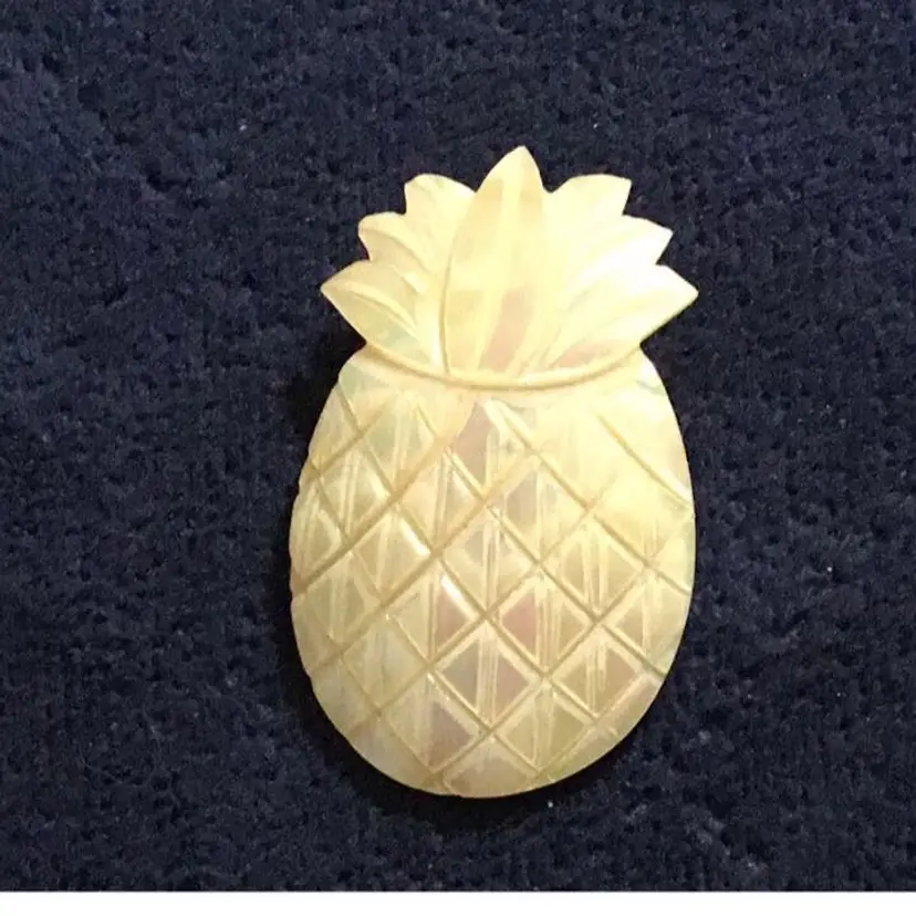 Vintage Mother Of Pearl Carved Pineapple Brooch Pin