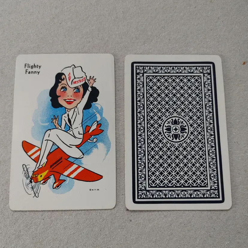 1 single swap card. Old Maid by Whitman. 1940-1950. Flighty Fanny.