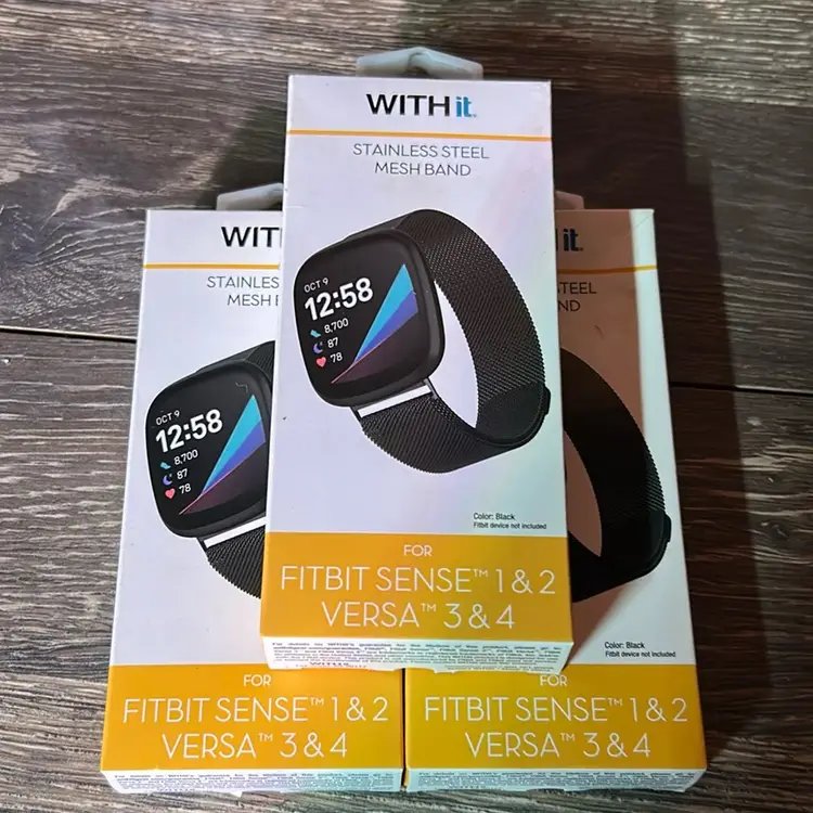 Lot Of 3 With It Stainless Steel Mesh Fitbit Steel Mesh Band