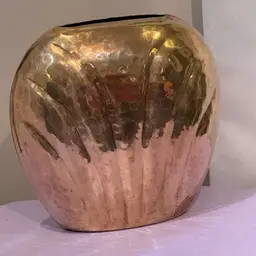 Vintage Hammered Brass Wavy Vase