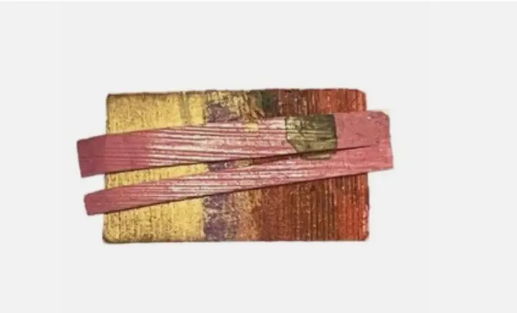 Vintage Wearable Art Pin Brooch Modernist Pop Art Signed Pink Red Gold