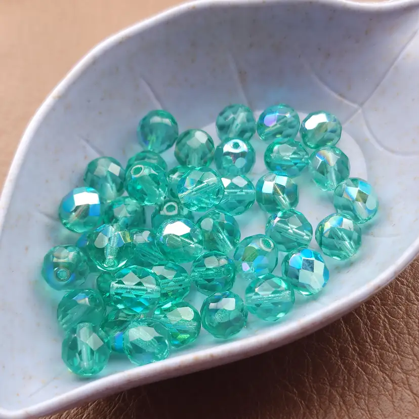 40pcs 8MM Czech Glass, aqua AB #BC161