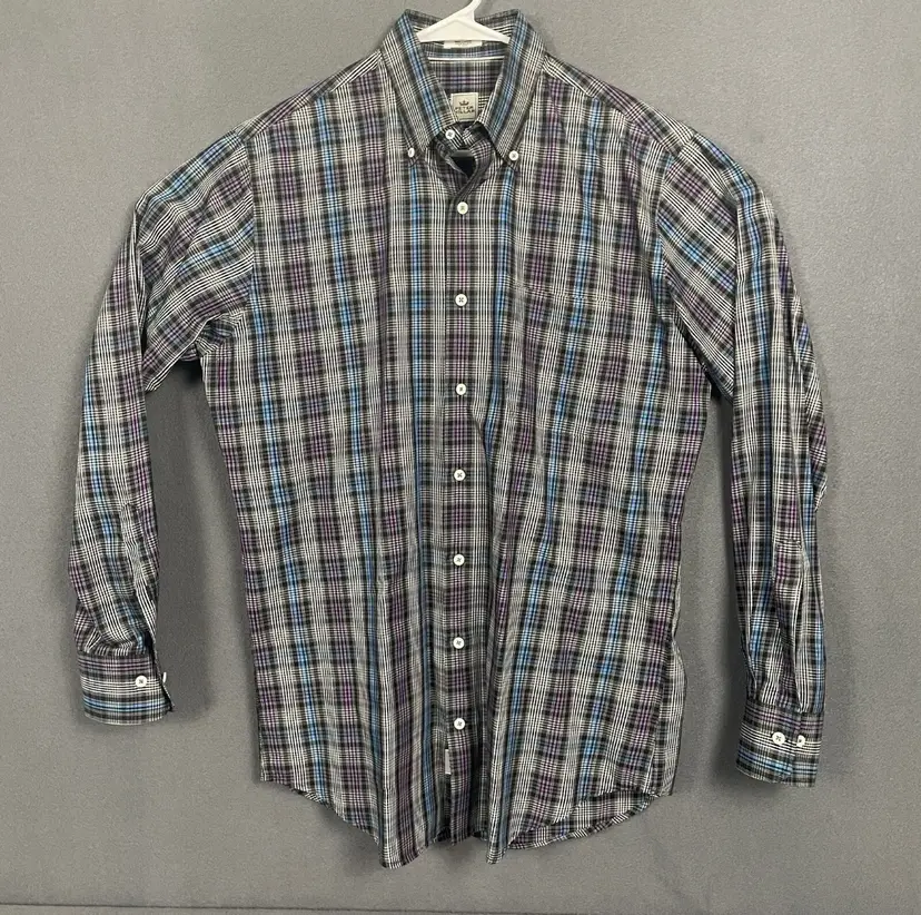 Peter Millar Classic Plaid Shirt Men’s Medium Long Sleeve 100% Cotton