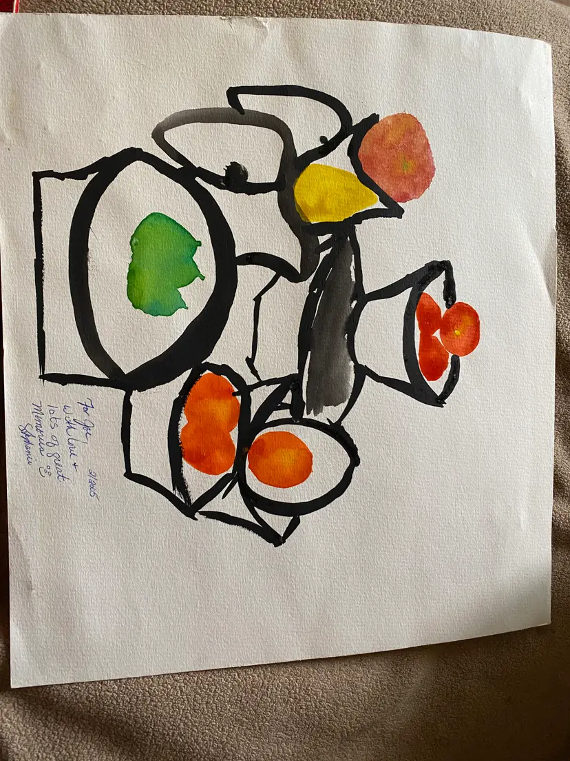 Still life water color by Stephanie 2/2005 - 10 tall x 11 wide - see photo's for light creases