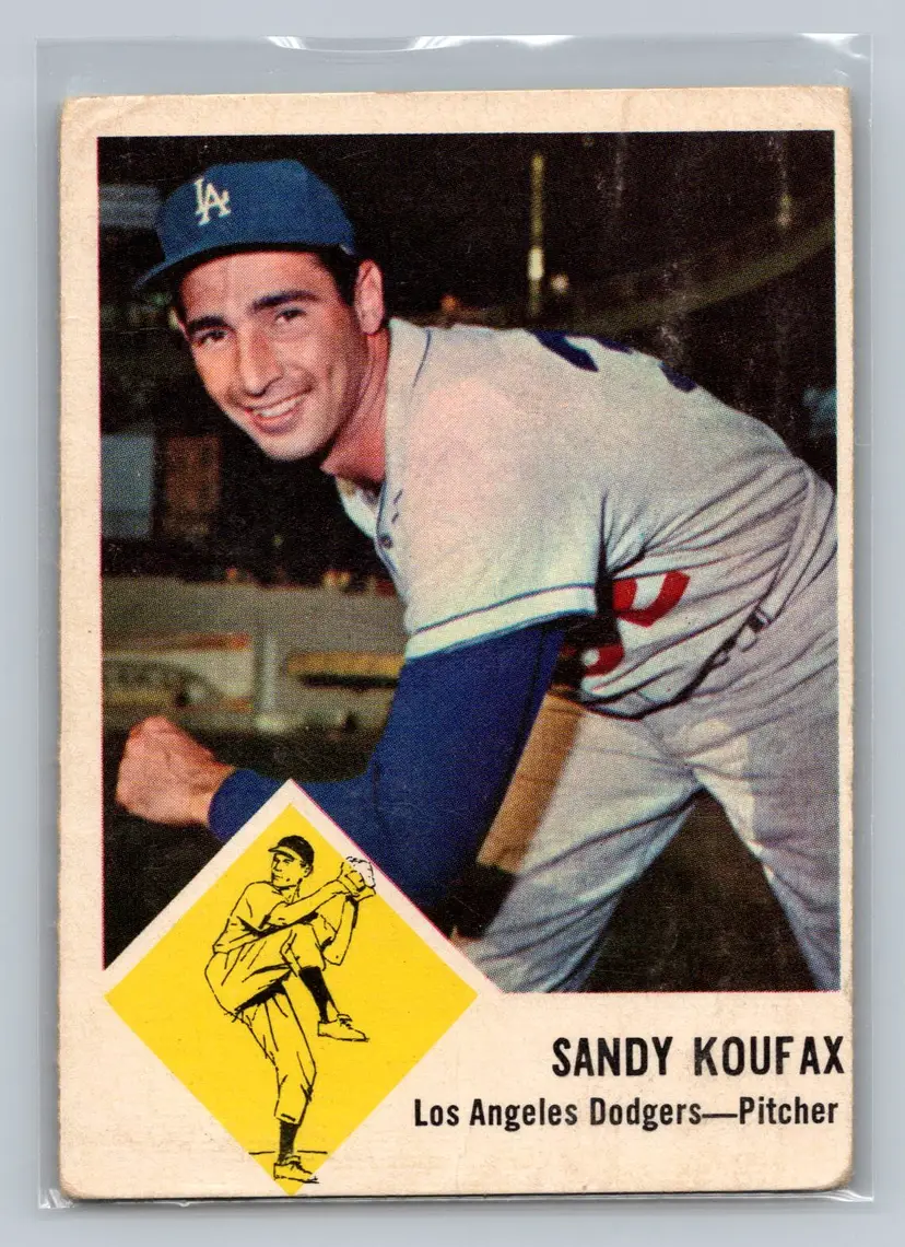 SANDY KOUFAX 1963 Fleer Baseball #42 Los Angeles Dodgers HOF A1019