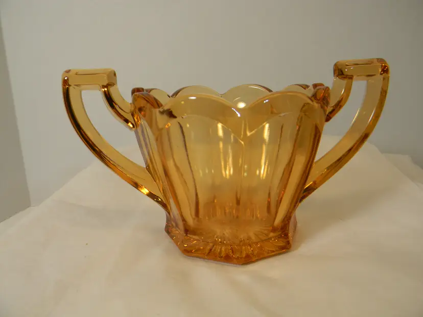 Sugar Bowl Amber-Honey Color with two Handles