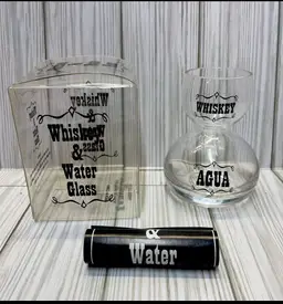 Whiskey Water Shot Glass Combo 3E Trading Black Graphic Print Letters