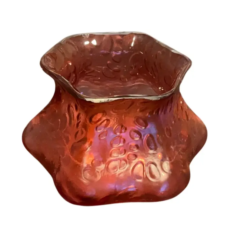 Melon Satin Cranberry Glass Vase