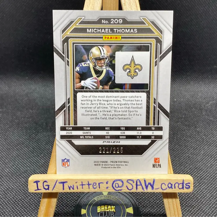 Michael Thomas 2022 Prizm Purple Cracked Ice /225 New Orleans Saints